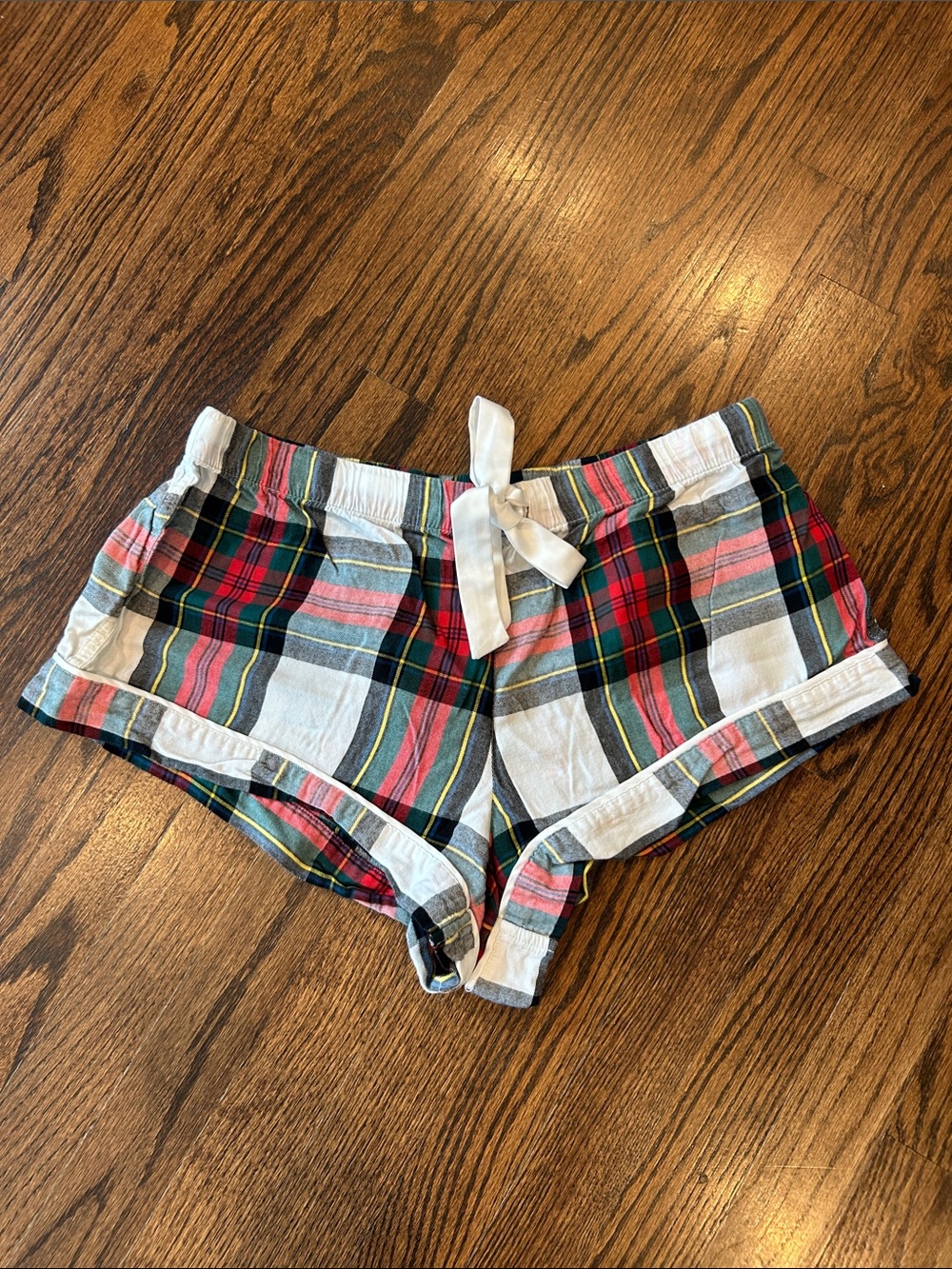 Victoria's Secret Plaid Cotton Lounge Shorts - Red, White, Green